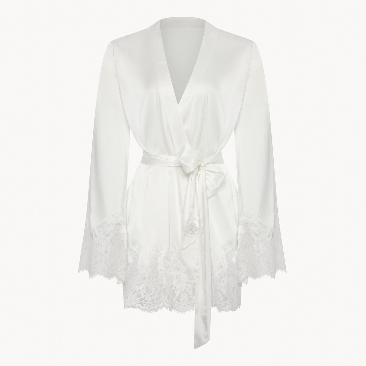 LL Satin Lace Bridal Robe Luxury Recycled Satin with French Lace